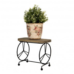 264945 Plant Table 26x16x22 cm Brown Wood Iron Plant Stand