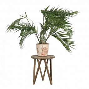 26H2101 Plant Table Ø 30x36 cm Brown Wood Round Plant Stand