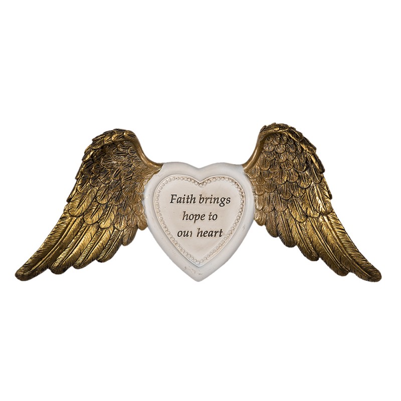 2F0839 Wall Decoration Wings 10 cm Gold colored Plastic Wall Decor
