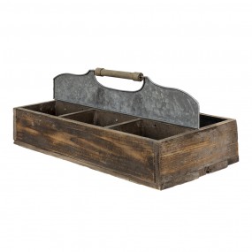 25H0549 Storage Chest 60x32x22 cm Brown Wood Rectangle Plant Holder