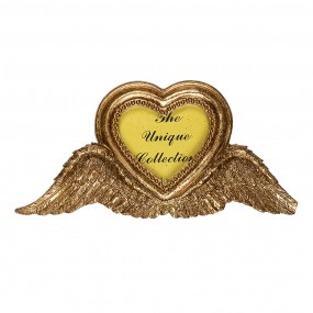 22F0842 Photo Frame Heart 5x5 cm Gold colored Polyresin Wings Heart-Shaped Picture Frame
