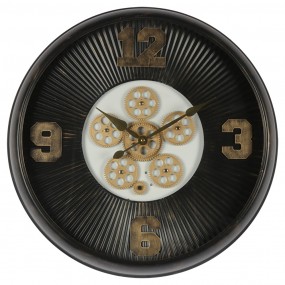 25KL0205 Wall Clock Ø 60 cm Black Iron Glass Round Hanging Clock