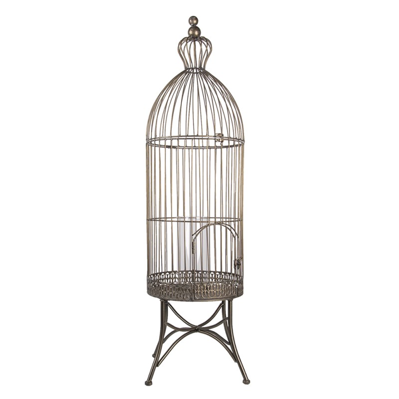 5Y0873 Bird Cage Decoration 107 cm Grey Metal Round Decorative Birdcage