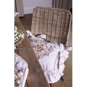 2HBU25 Chair Cushion Cover 40x40 cm Beige Pink Cotton Rabbit Flowers Square Decorative Cushion
