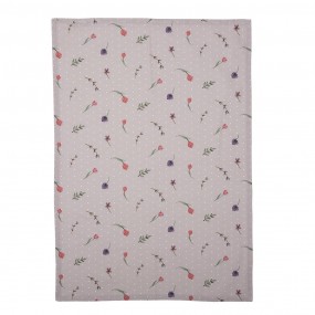2HBU42-1 Tea Towel  50x70 cm Beige Pink Cotton Flowers Rectangle Kitchen Towel