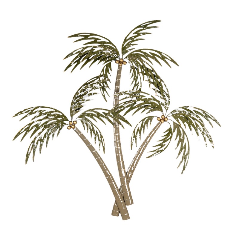5Y0903 Wall Decoration Palm 90x100 cm Green Brown Iron Palm Tree Rectangle Wall Decor