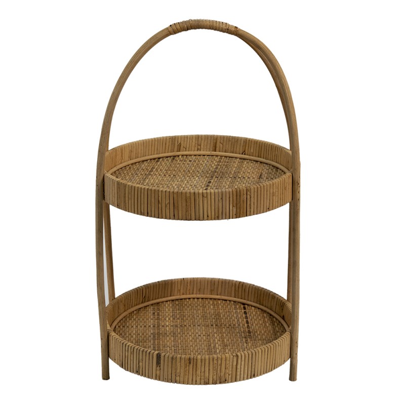 6RO0559 2-Tiered Stand Ø 30x54 cm Brown Rattan Round Fruit Bowl Stand