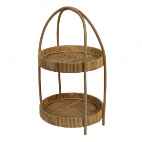 26RO0559 2-Tiered Stand Ø 30x54 cm Brown Rattan Round Fruit Bowl Stand
