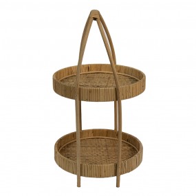 26RO0559 2-Tiered Stand Ø 30x54 cm Brown Rattan Round Fruit Bowl Stand