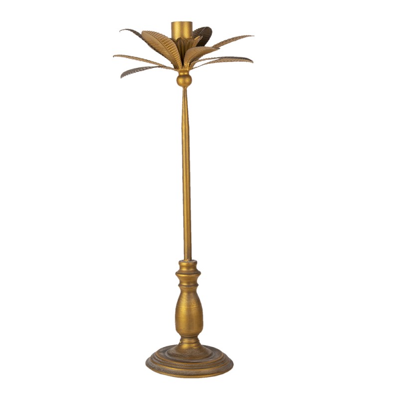 5Y0914 Candle holder Ø 28x67 cm Gold colored Iron Leaves Candle Holder