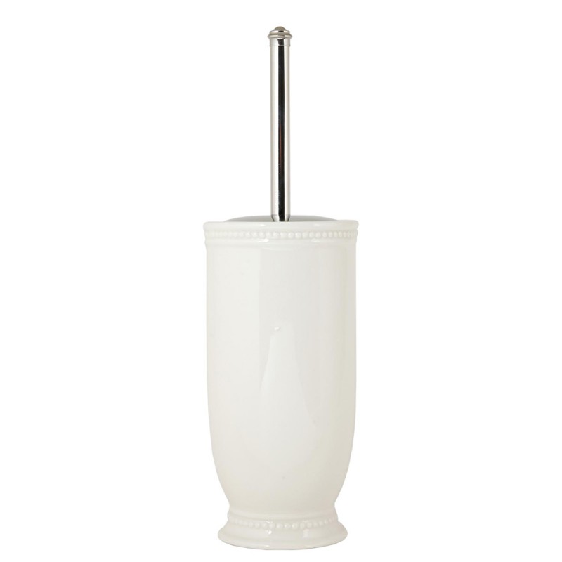 60459 WC-Bürste mit Halter Ø 11x24 cm Weiß Keramik Rund Toilettenbürstenhalter