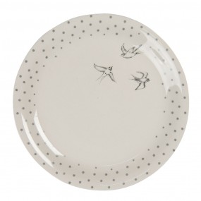 2SWSDP Piatto per la colazione Ø 20 cm Beige Grigio Ceramica Uccelli Rotondo Piatto