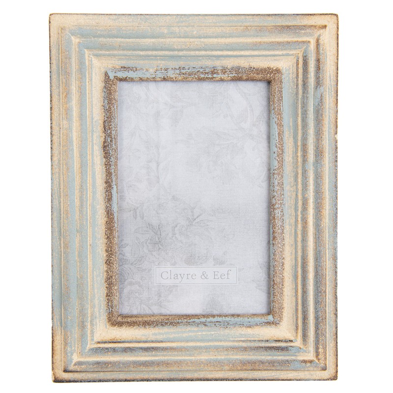 Clayre & Eef Cadre photo 18x24 cm Bleu Beige Bois Rectangle