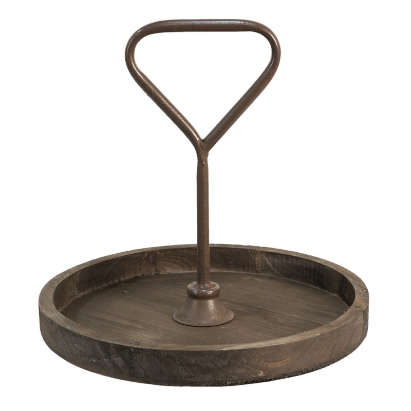 64938 Etagere 33 cm Brown Wood Round Serving Platter