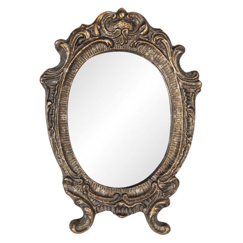 62S178 Specchio 9x12 cm Marrone Plastica Rotondo Grande specchio