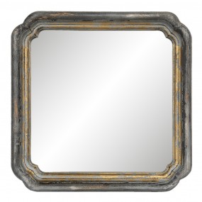 262S187 Spiegel 44x44 cm Goldfarbig Holz Quadrat Großer Spiegel
