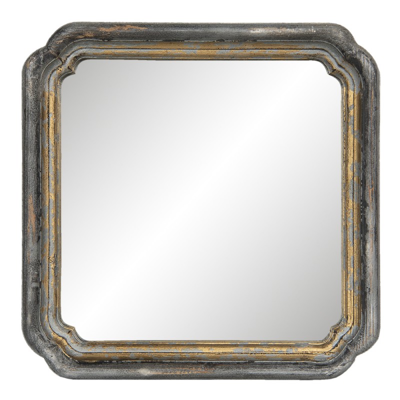 62S187 Spiegel 44x44 cm Goldfarbig Holz Quadrat Großer Spiegel