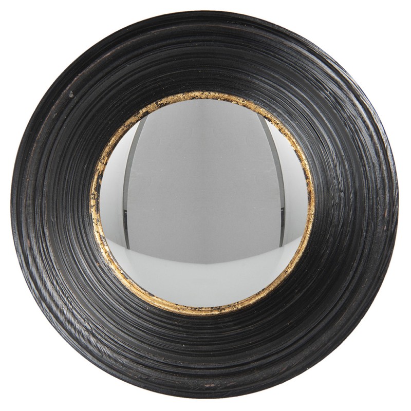 62S200 Mirror Ø 24 cm Black Plastic Round Large Mirror