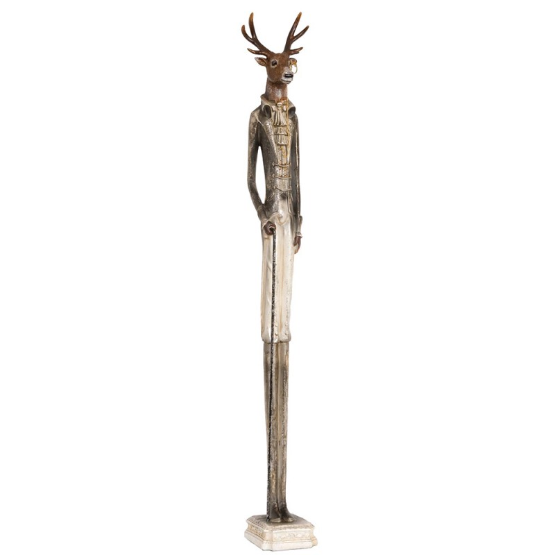 4PR0045 Statuetta Cervo 92 cm Grigio Poliresina Decorazione cervo