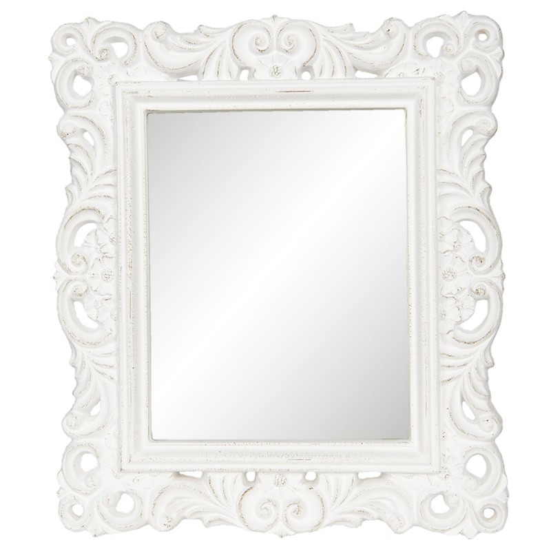 62S210 Spiegel  31x36 cm Wit Kunstleer Rechthoek Grote Spiegel