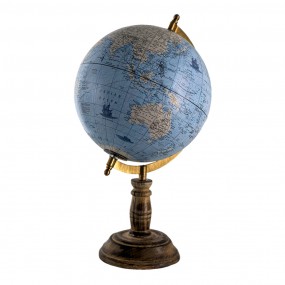 264930 Globe 22x37 cm Blue Grey Wood Iron Round Globus