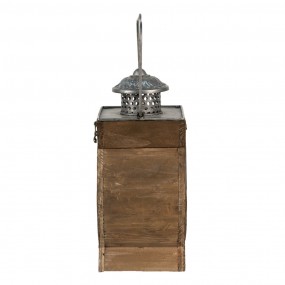 264954 Lantern 16x12x28 cm Brown Wood Glass Oval Candlestick