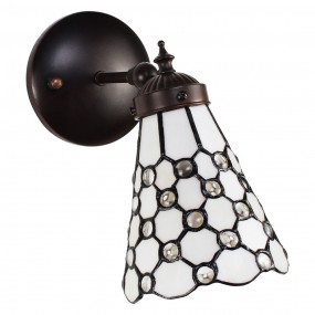 25LL-6207 Wandlamp Tiffany  17x12x23 cm  Wit Bruin Glas Metaal Rond Muurlamp