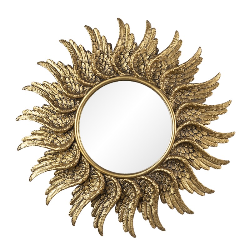 62S229 Mirror Ø 47 cm Gold colored Plastic Wings Round Large Mirror
