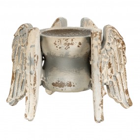 26H2059 Candle Holder Wings 21*19*15 cm Grey Beige Wood Round