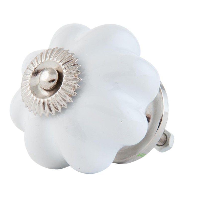 63514 Pomello Ø 4 cm Bianco Color argento Ceramica Pomello per mobili