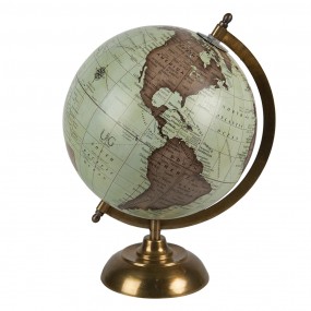 264903 Globe 22x33 cm Green Brown Wood Iron Globus