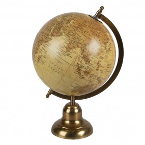 264907 Globe 22x33 cm Yellow Brown Wood Iron Round Globus