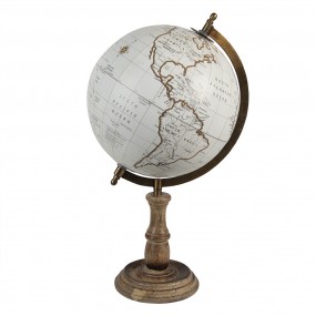 264929 Globe 22x37 cm Marron Blanc Bois Fer Globe terrestre