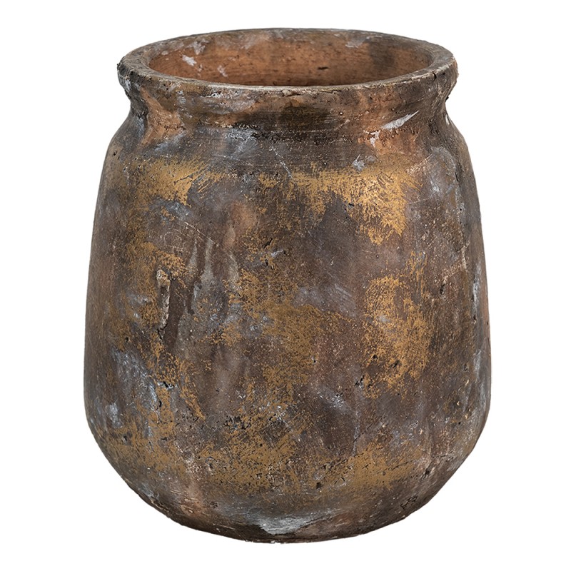 6TE0378 Vase Ø 19x22 cm Brown Terracotta Round Decorative Vase