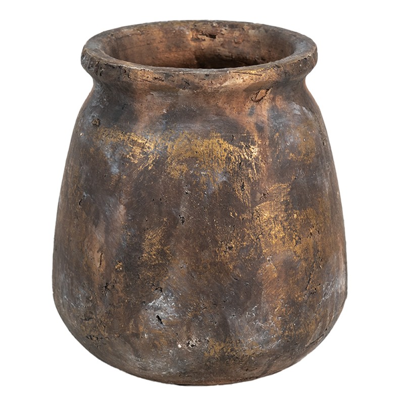 6TE0379 Vase Ø 16x18 cm Brown Terracotta Round Decorative Vase