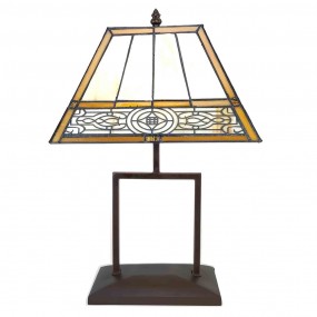 25LL-6128 Table Lamp Tiffany 28x20x44 cm  Beige Brown Plastic Glass Desk Lamp Tiffany