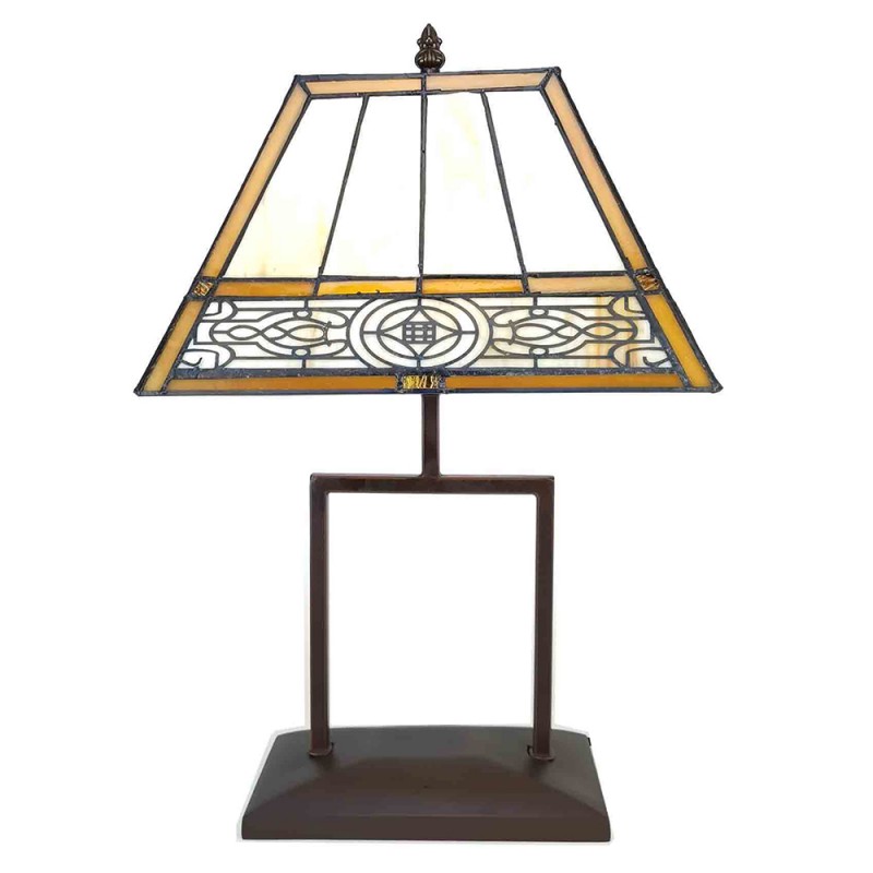 5LL-6128 Table Lamp Tiffany 28x20x44 cm  Beige Brown Plastic Glass Desk Lamp Tiffany