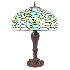 25LL-6135 Lampada da tavolo Tiffany Ø 41x60 cm  Turchese  Plastica Vetro Lampada da scrivania Tiffany