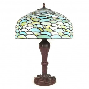 25LL-6135 Lampada da tavolo Tiffany Ø 41x60 cm  Turchese  Plastica Vetro Lampada da scrivania Tiffany