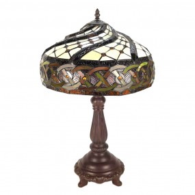 25LL-6136 Lampada da tavolo Tiffany Ø 34x58 cm  Marrone Plastica Vetro Lampada da scrivania Tiffany