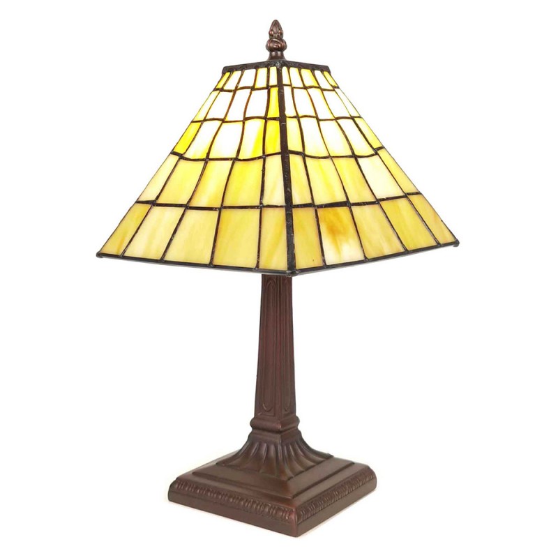 5LL-6140 Lampe de table Tiffany Ø 20x38 cm  Jaune Plastique Verre Lampe de bureau Tiffany