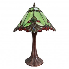 25LL-6183 Lampada da tavolo Tiffany Ø 31x49 cm  Verde Rosso Vetro Plastica Lampada da scrivania Tiffany