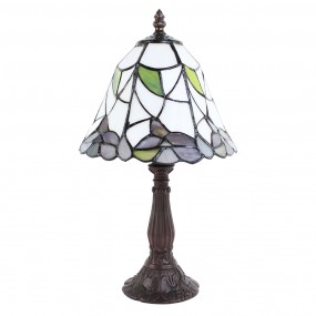 25LL-6225 Tiffany Tafellamp  Ø 20x34 cm  Wit Groen Glas Kunststof Tiffany Bureaulamp