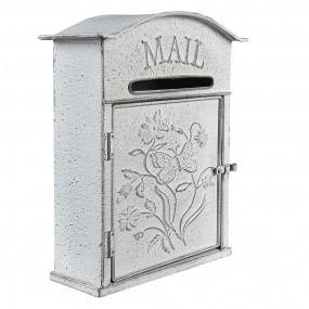 26Y4795 Letterbox Wall 26*10*31 cm Grey White Metal Flowers