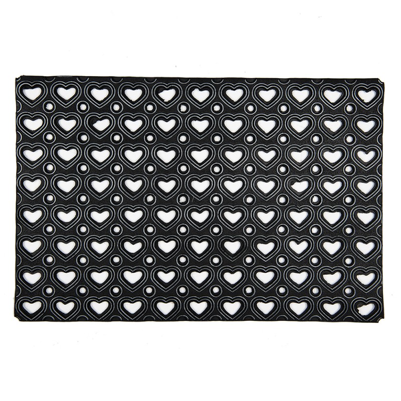 MC227 Door Mat 60x40 cm Black Rubber Hearts Rectangle Mat