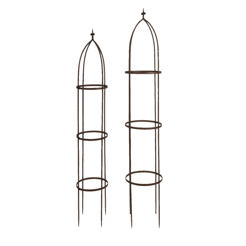 5Y0968 Garden Obelisks Set of 2 Brown Iron Trellis