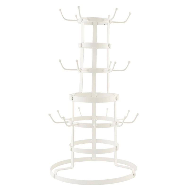 4Y0312W Portatasse Ø 30x54 cm Bianco Ferro Rotondo Albero delle tazze