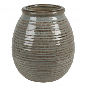 26CE1372 Vase Ø 18x20 cm Gris Marron Céramique Rond Vase de décoration