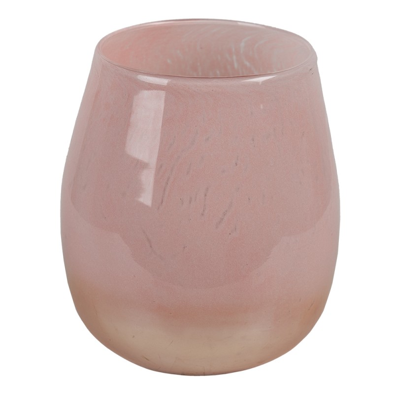 6GL3447 Tealight Holder Ø 11x12 cm Pink Glass Tea-light Holder