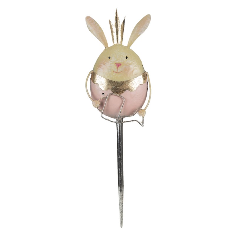 6Y4721 Garden Stake Rabbit 17x8x59 cm Pink Beige Metal Garden Stick